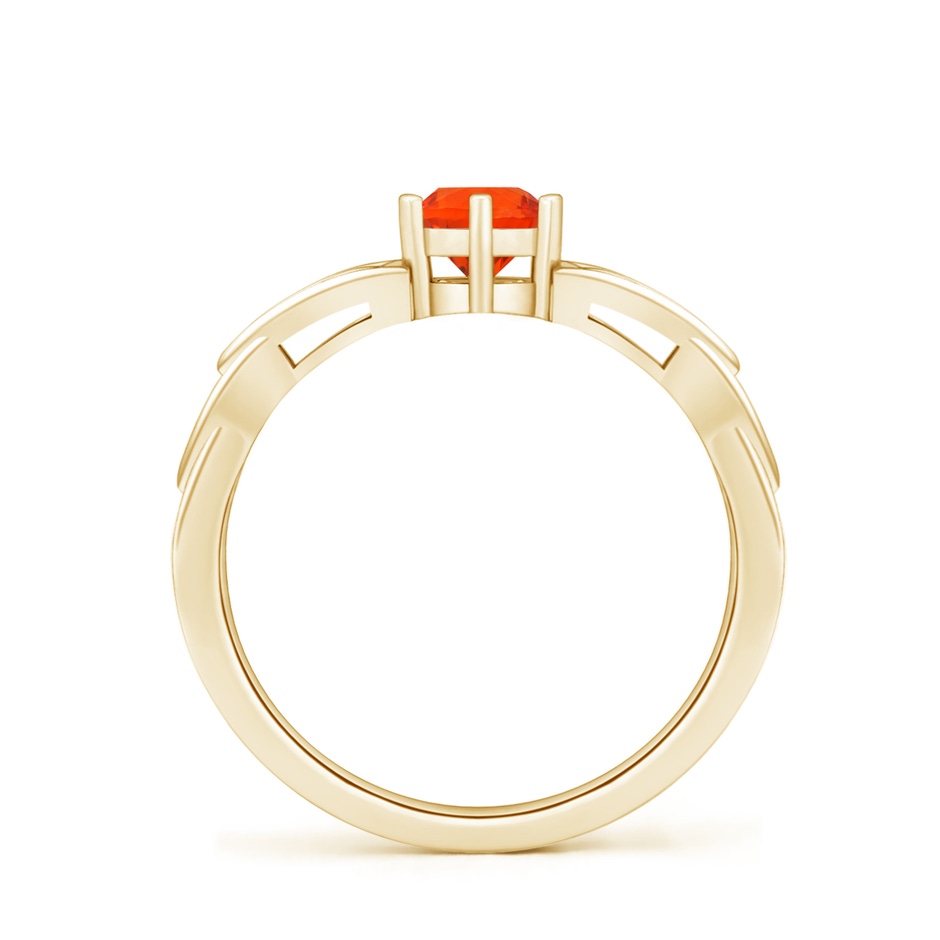 5mm AAA Solitaire Round Fire Opal Celtic Knot Ring in Yellow Gold side-1