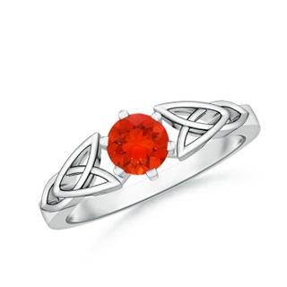 5mm AAAA Solitaire Round Fire Opal Celtic Knot Ring in P950 Platinum