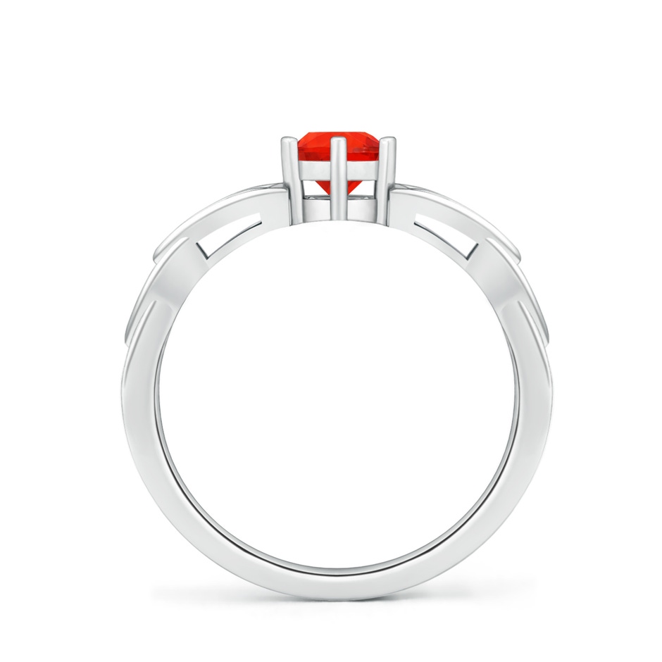 5mm AAAA Solitaire Round Fire Opal Celtic Knot Ring in White Gold side-1