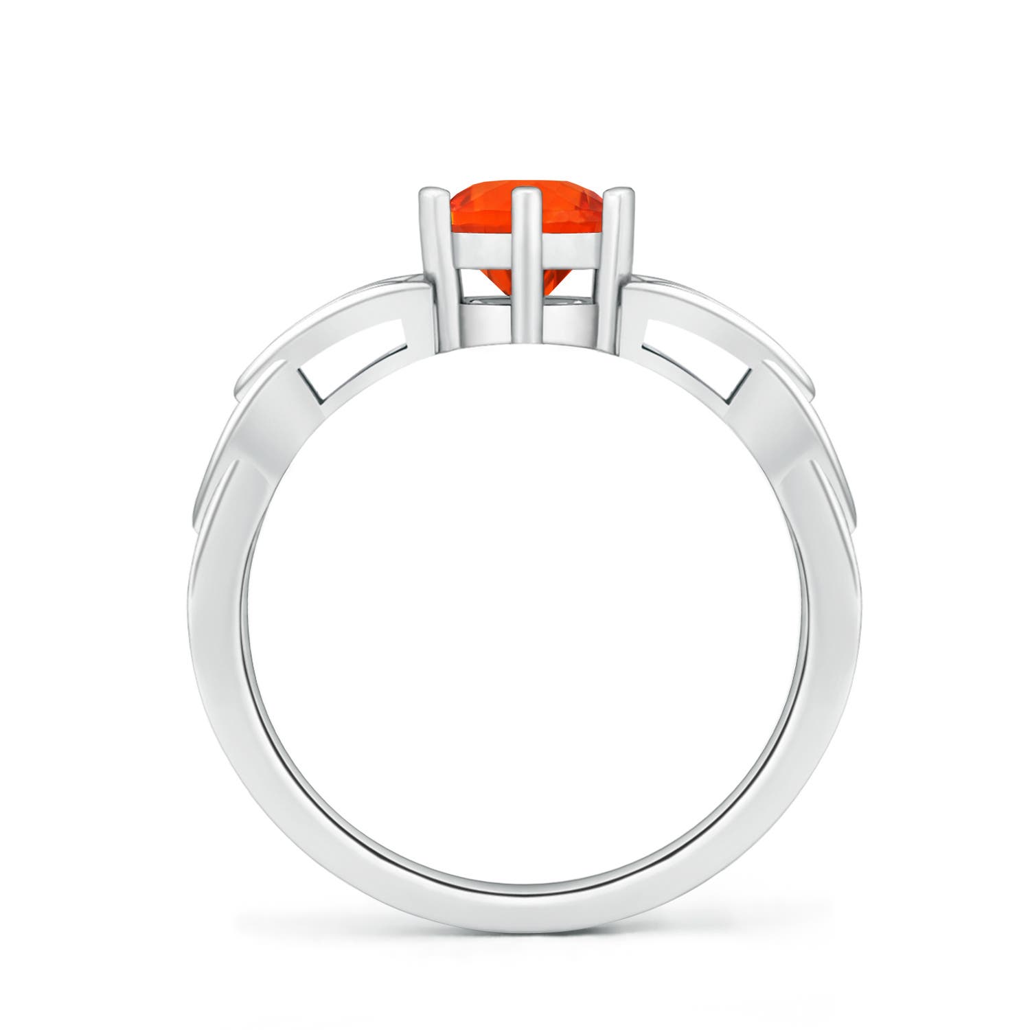 6mm AAA Solitaire Round Fire Opal Celtic Knot Ring in White Gold