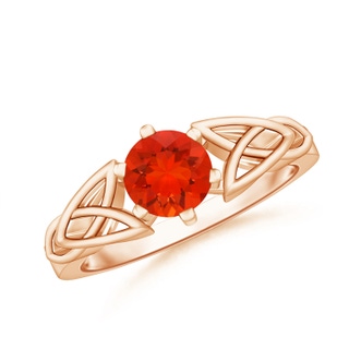 6mm AAAA Solitaire Round Fire Opal Celtic Knot Ring in Rose Gold