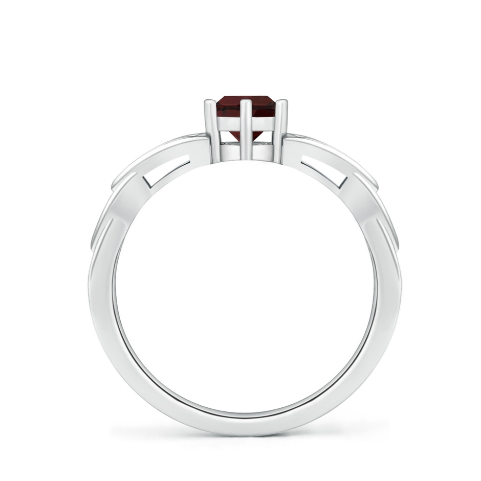 5mm A Solitaire Round Garnet Celtic Knot Ring in 18K White Gold side 199