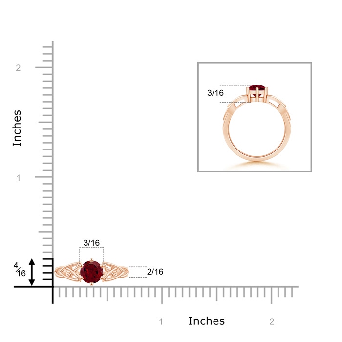 5mm AA Solitaire Round Garnet Celtic Knot Ring in 10K Rose Gold Product Image