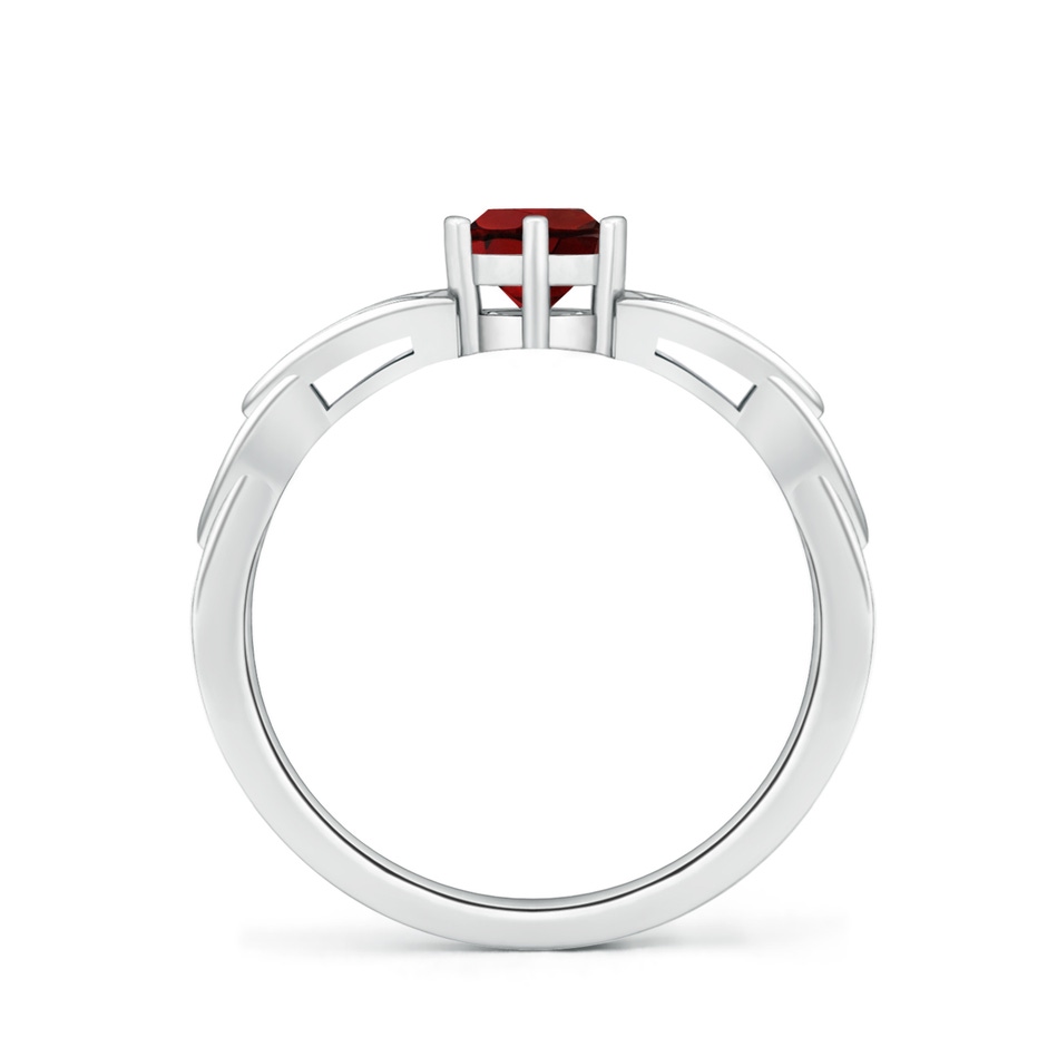 5mm AAA Solitaire Round Garnet Celtic Knot Ring in White Gold side 199