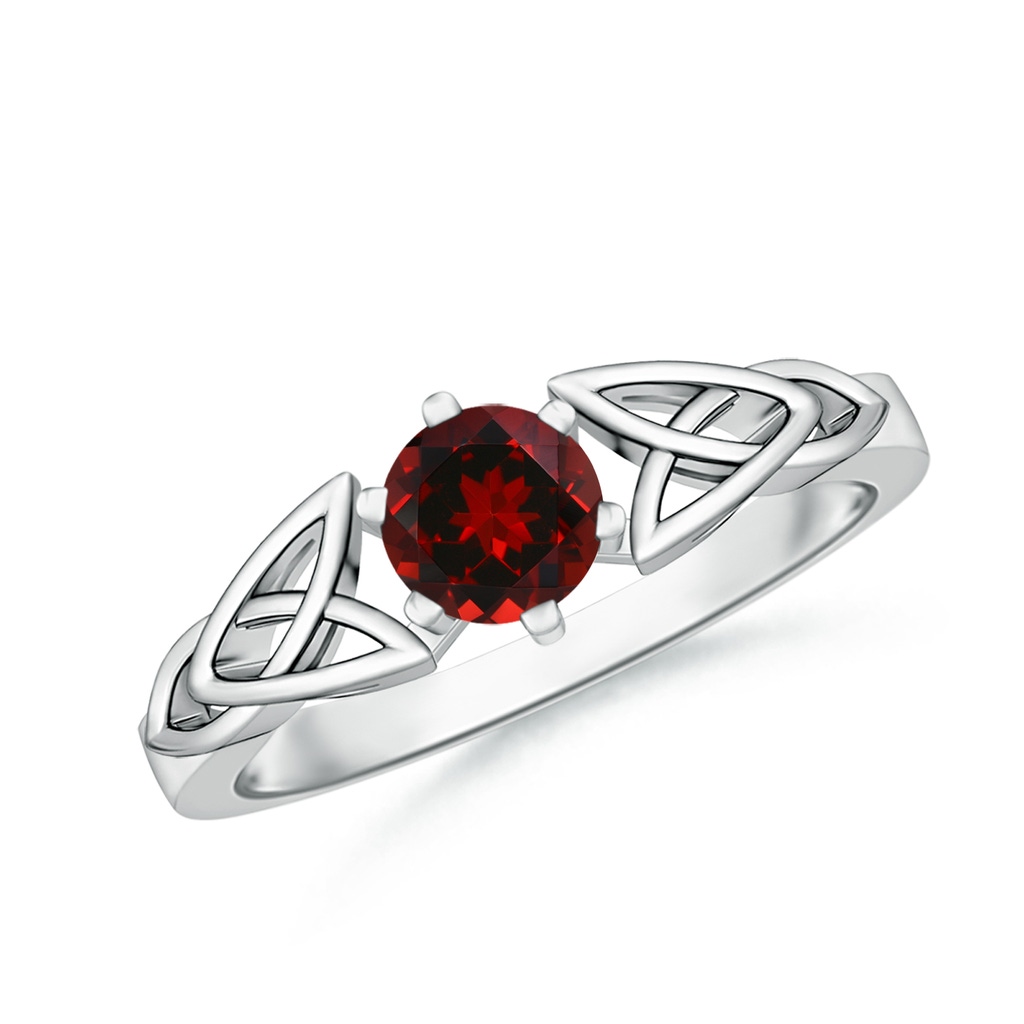5mm AAAA Solitaire Round Garnet Celtic Knot Ring in White Gold