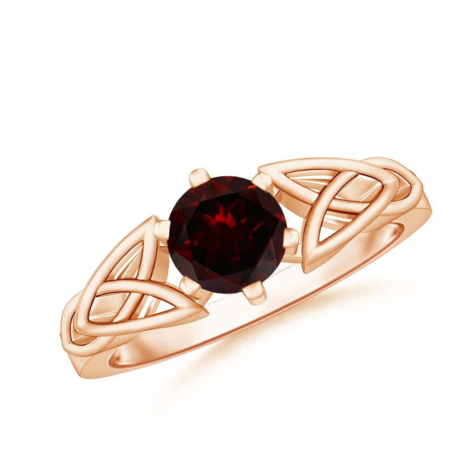 6mm A Solitaire Round Garnet Celtic Knot Ring in 18K Rose Gold 