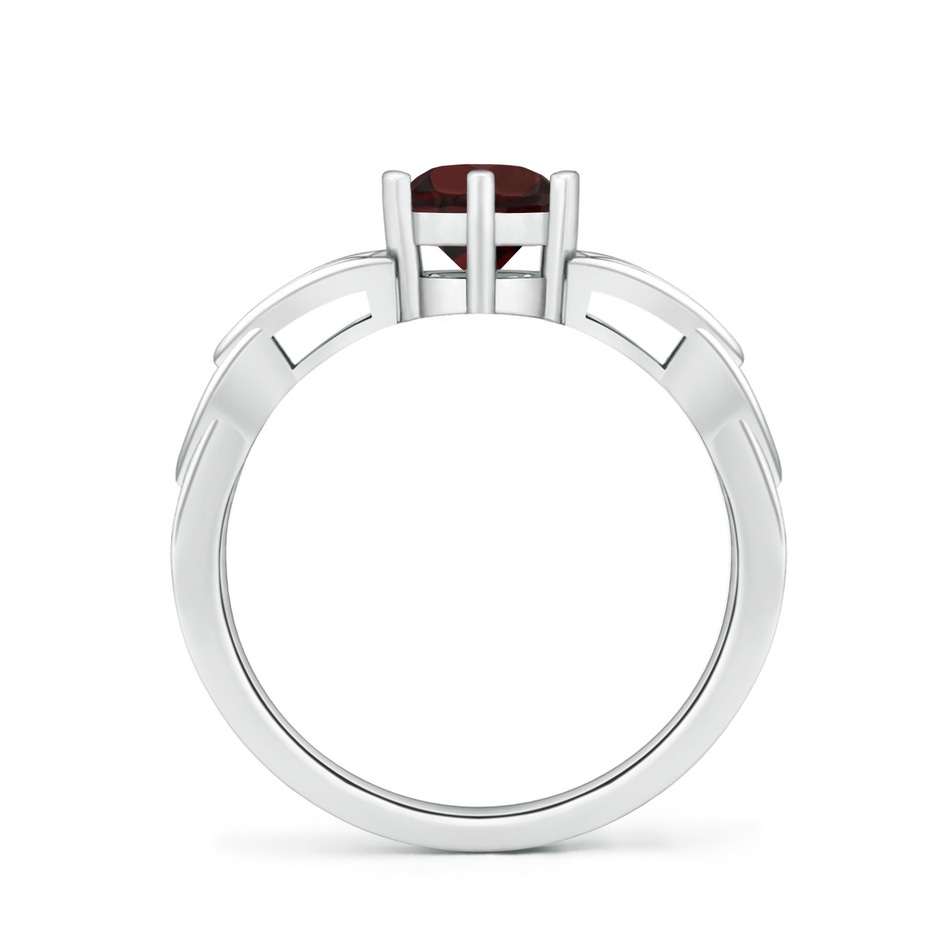 6mm A Solitaire Round Garnet Celtic Knot Ring in 18K White Gold side 199