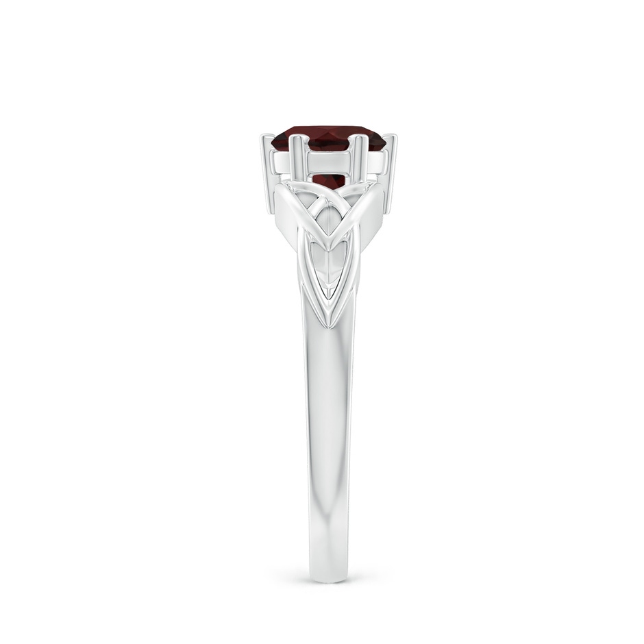 6mm A Solitaire Round Garnet Celtic Knot Ring in 18K White Gold side 299