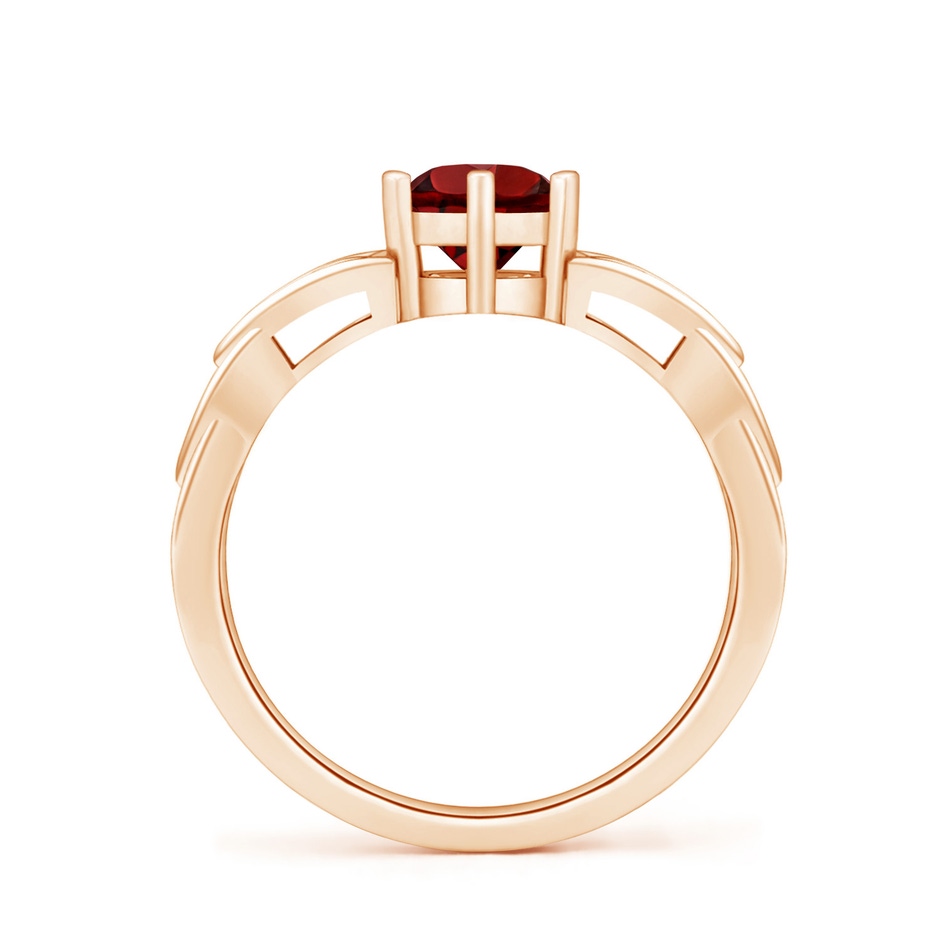 6mm AAAA Solitaire Round Garnet Celtic Knot Ring in 18K Rose Gold side 199