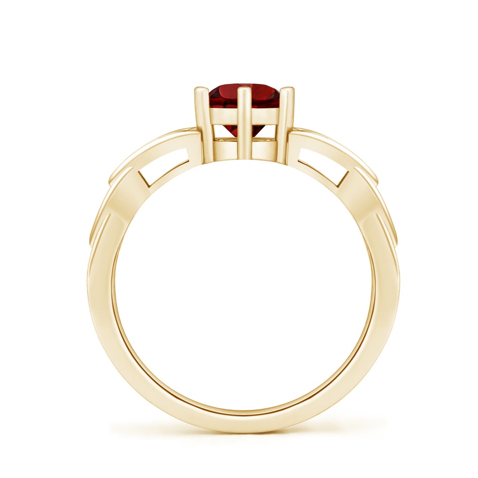 6mm AAAA Solitaire Round Garnet Celtic Knot Ring in 18K Yellow Gold side 199