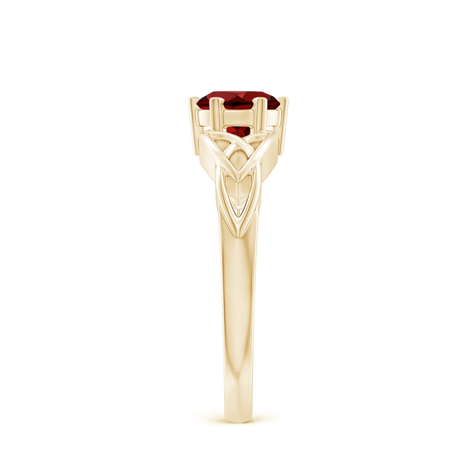 6mm AAAA Solitaire Round Garnet Celtic Knot Ring in 18K Yellow Gold side 299