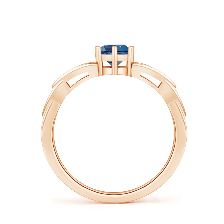 5mm A Solitaire Round London Blue Topaz Celtic Knot Ring in Rose Gold side-1