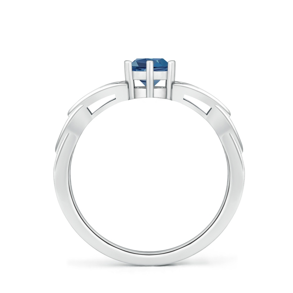 5mm A Solitaire Round London Blue Topaz Celtic Knot Ring in White Gold side-1