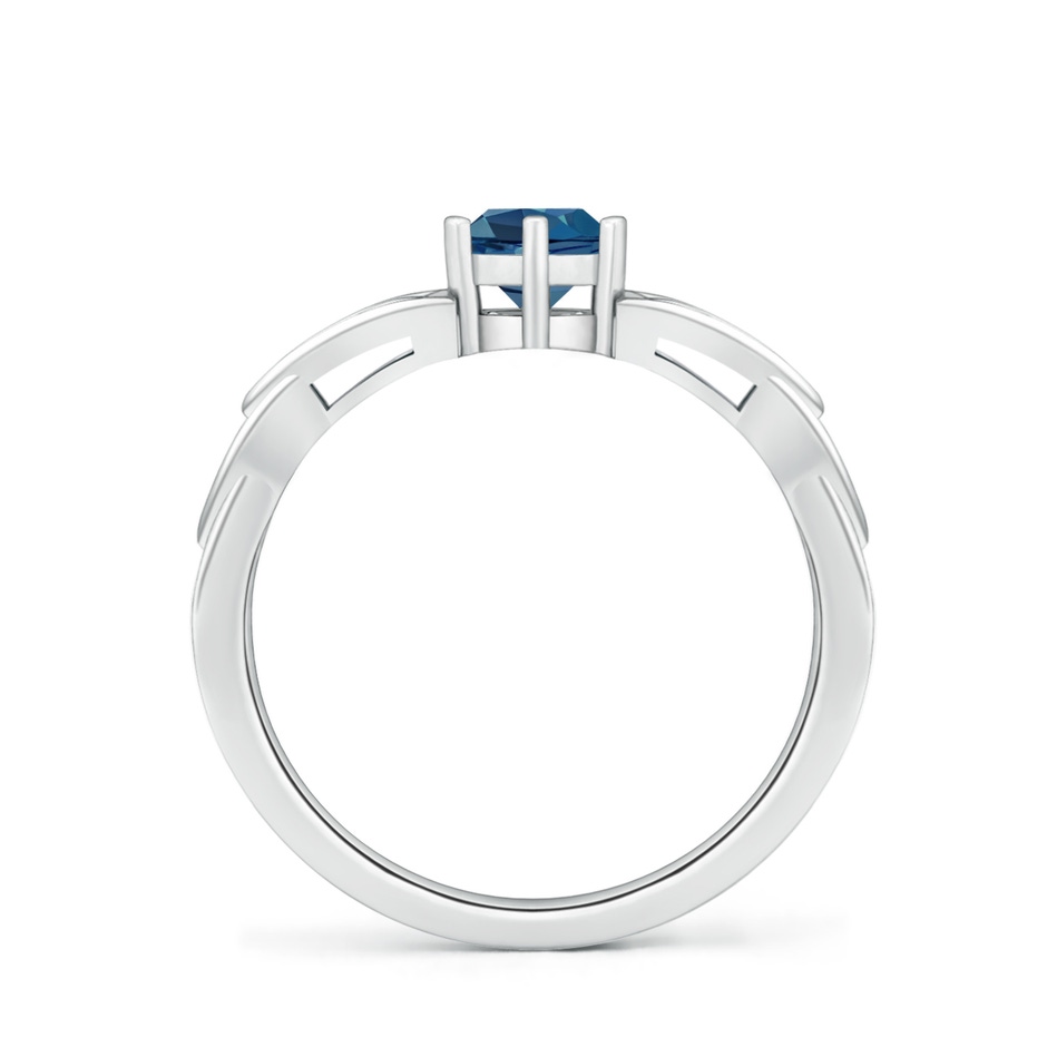 5mm AA Solitaire Round London Blue Topaz Celtic Knot Ring in White Gold side-1