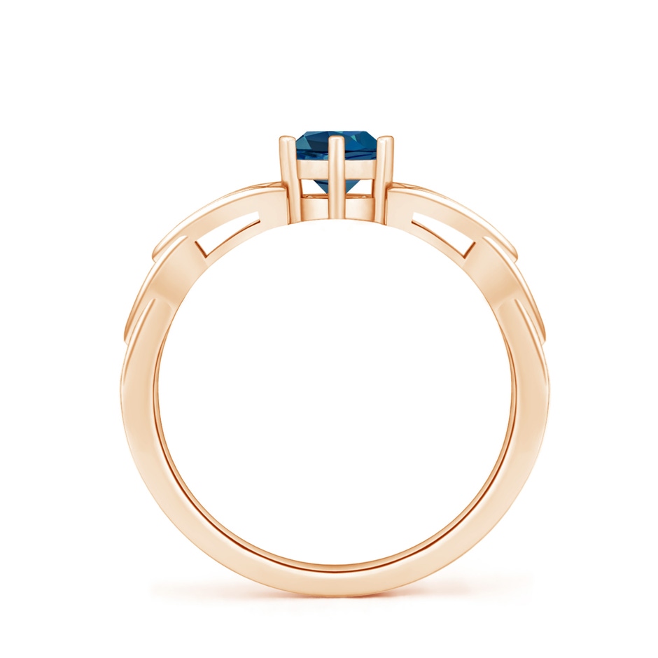 5mm AAA Solitaire Round London Blue Topaz Celtic Knot Ring in Rose Gold side-1