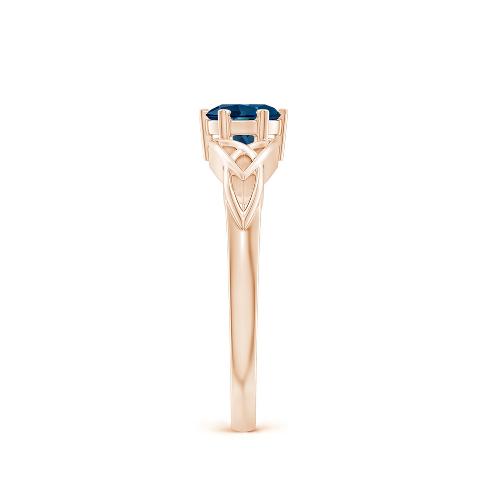 5mm AAAA Solitaire Round London Blue Topaz Celtic Knot Ring in Rose Gold side-2