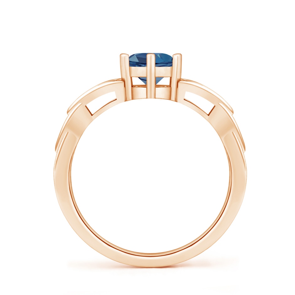 6mm A Solitaire Round London Blue Topaz Celtic Knot Ring in Rose Gold side-1