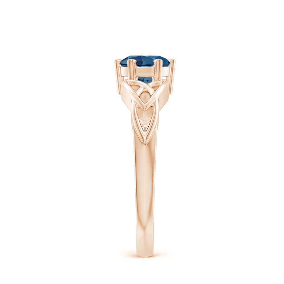 6mm AA Solitaire Round London Blue Topaz Celtic Knot Ring in Rose Gold side-2