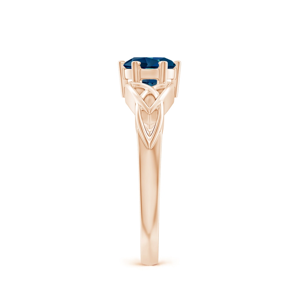 6mm AAAA Solitaire Round London Blue Topaz Celtic Knot Ring in Rose Gold side-2