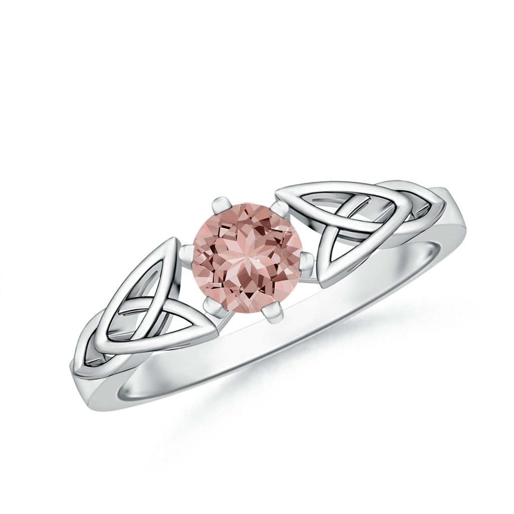5mm AAAA Solitaire Round Morganite Celtic Knot Ring in P950 Platinum