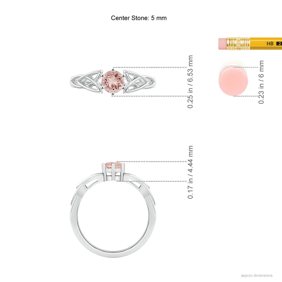 5mm AAAA Solitaire Round Morganite Celtic Knot Ring in P950 Platinum ruler