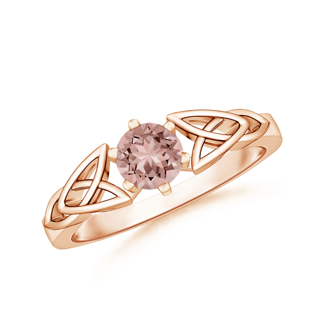 5mm AAAA Solitaire Round Morganite Celtic Knot Ring in Rose Gold