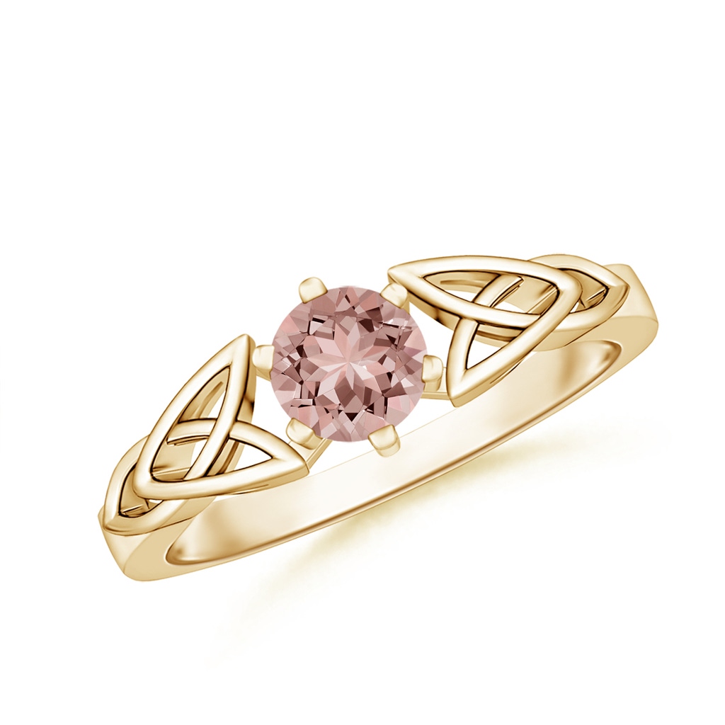 5mm AAAA Solitaire Round Morganite Celtic Knot Ring in Yellow Gold