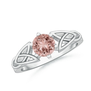 6mm AAAA Solitaire Round Morganite Celtic Knot Ring in P950 Platinum