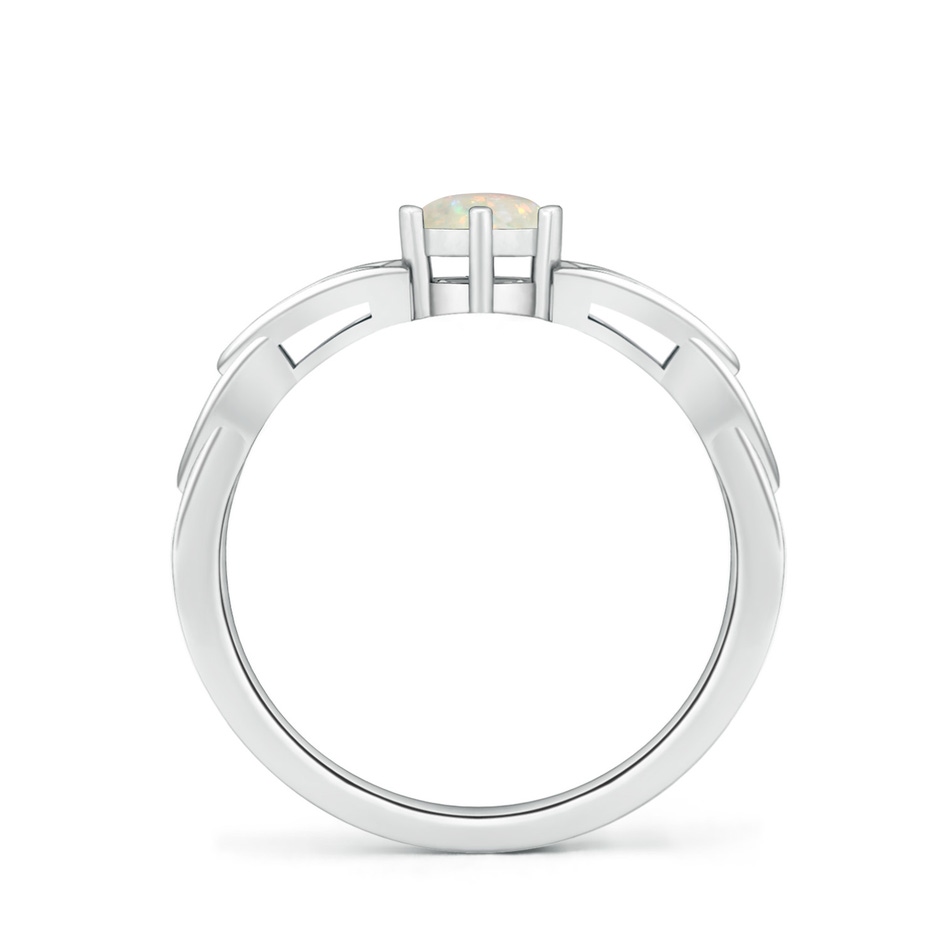 5mm AAA Solitaire Round Opal Celtic Knot Ring in White Gold side-1