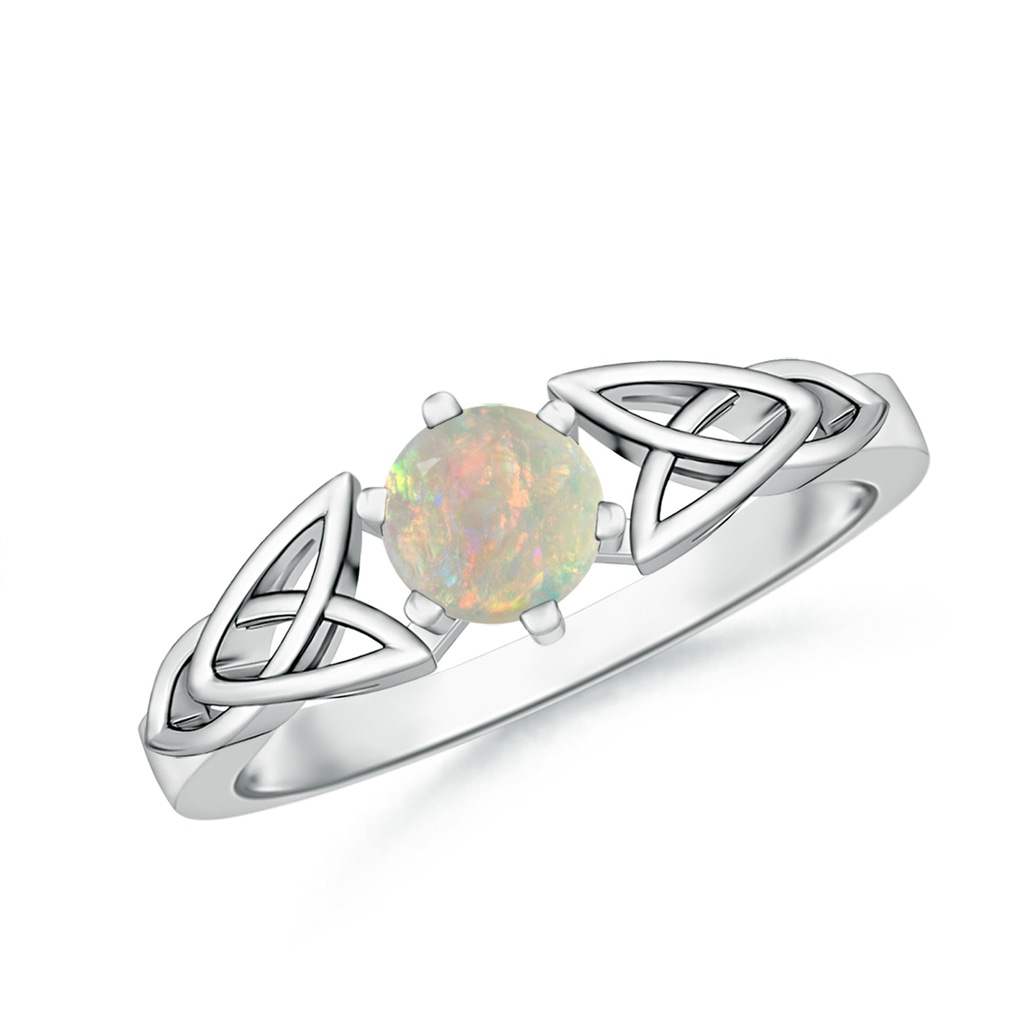 5mm AAAA Solitaire Round Opal Celtic Knot Ring in P950 Platinum