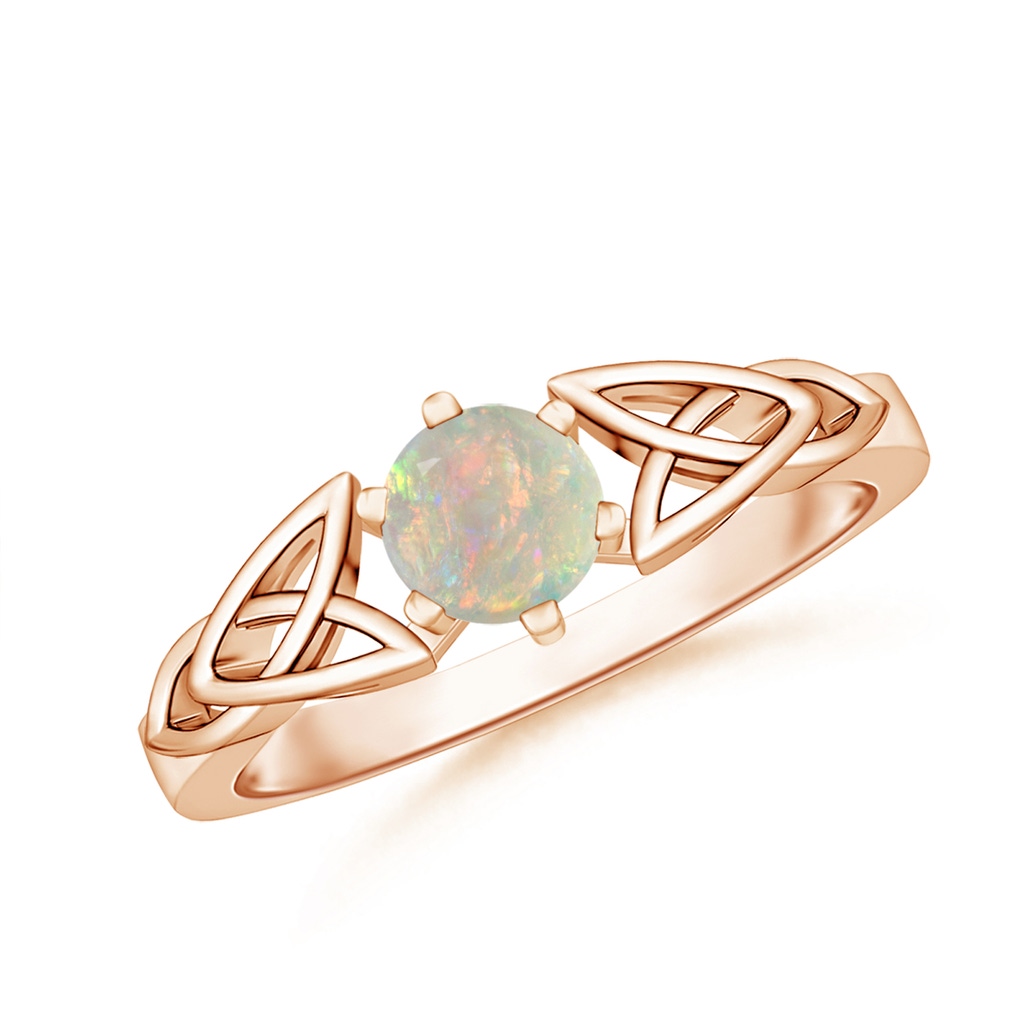 5mm AAAA Solitaire Round Opal Celtic Knot Ring in Rose Gold