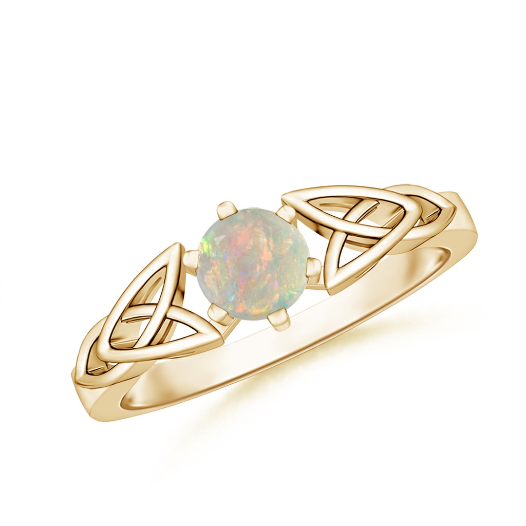 5mm AAAA Solitaire Round Opal Celtic Knot Ring in Yellow Gold