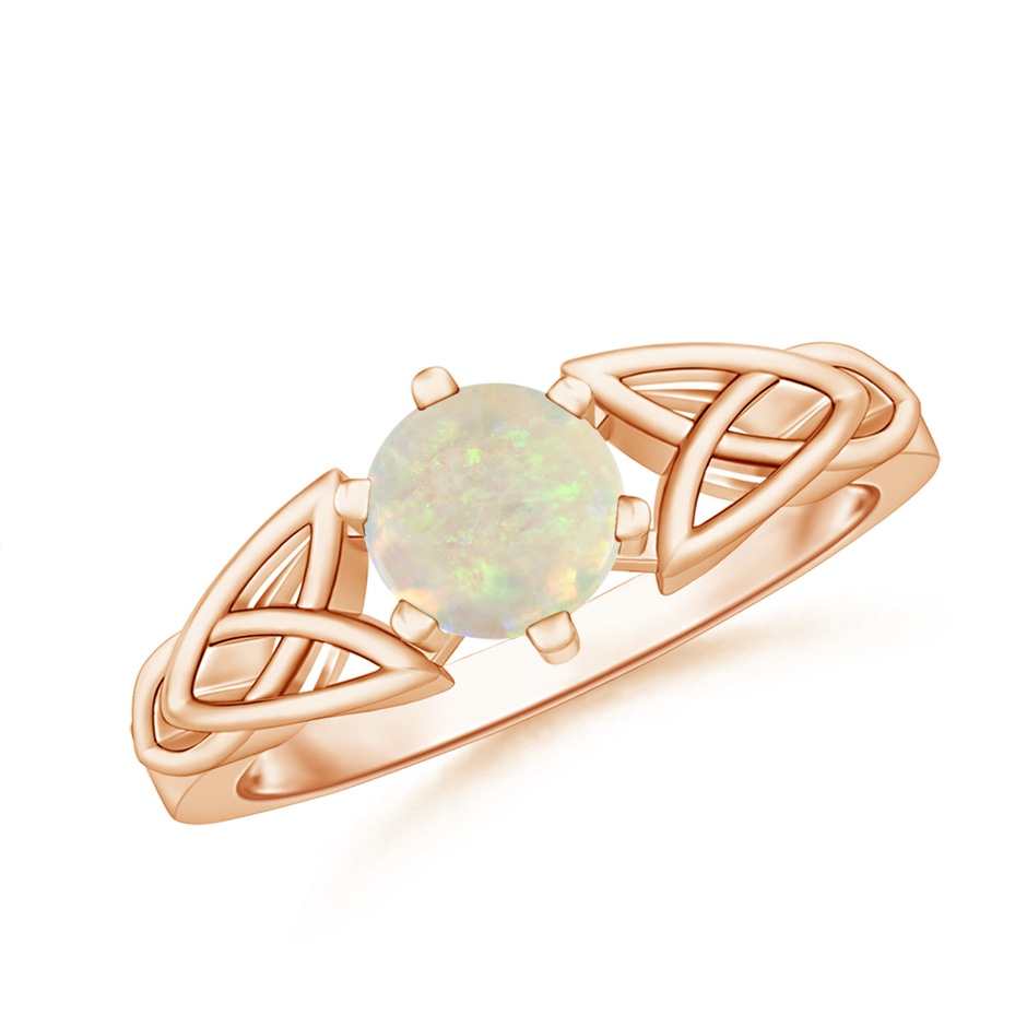 6mm AAA Solitaire Round Opal Celtic Knot Ring in Rose Gold 