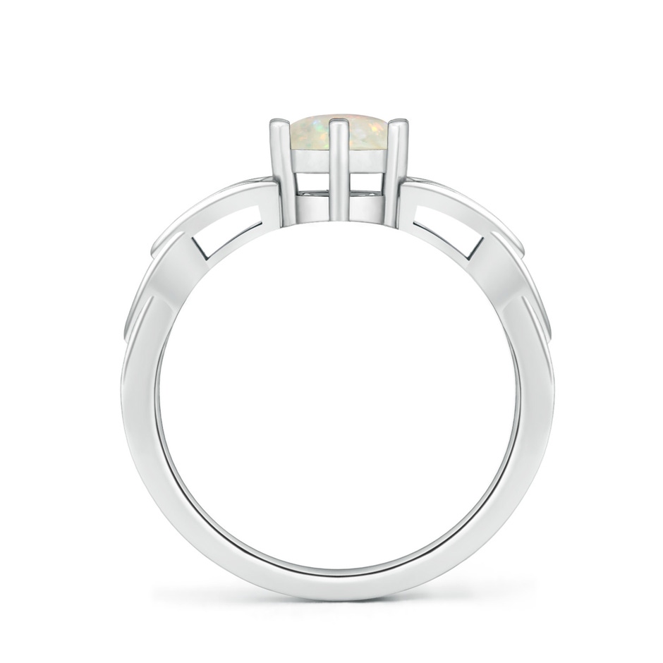 6mm AAA Solitaire Round Opal Celtic Knot Ring in White Gold side-1