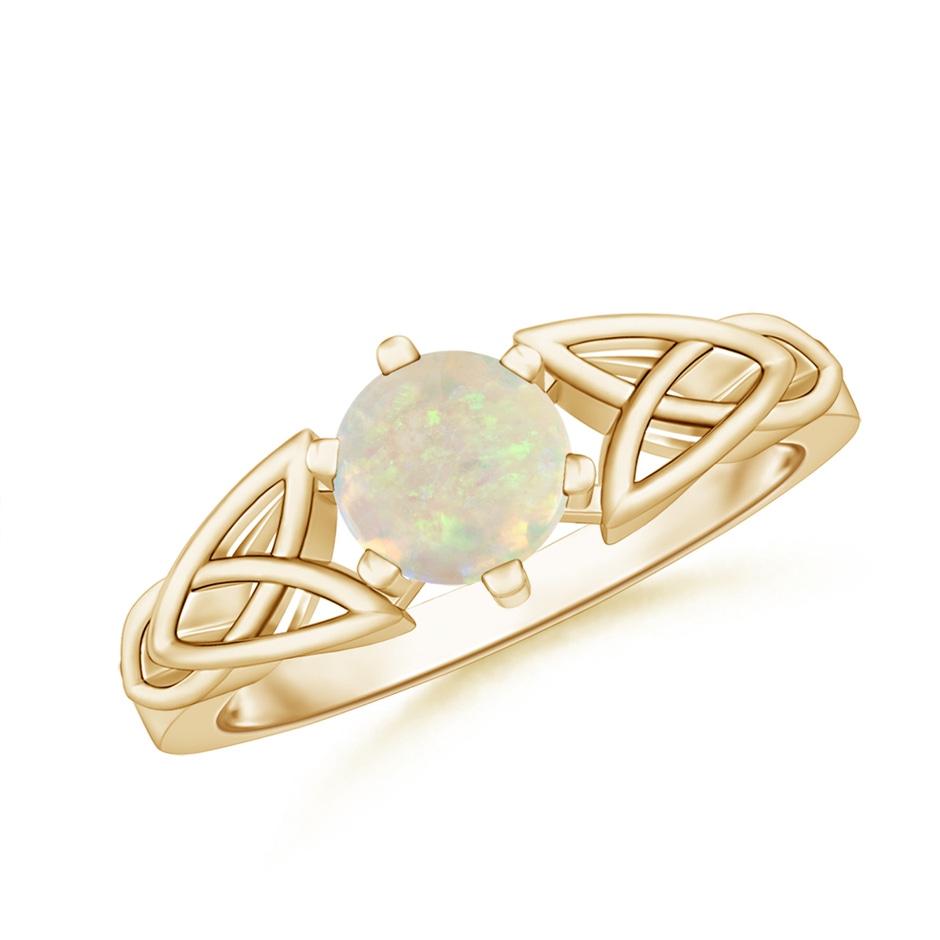6mm AAA Solitaire Round Opal Celtic Knot Ring in Yellow Gold 