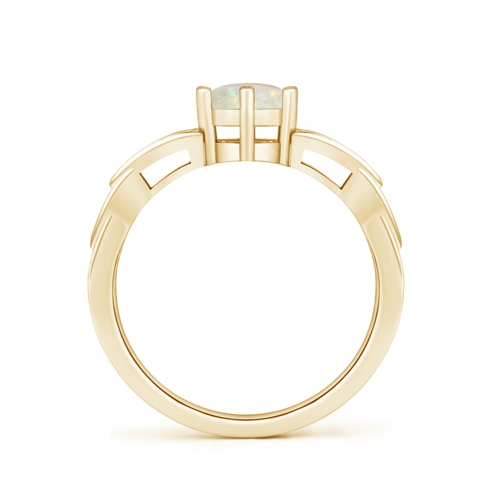 6mm AAA Solitaire Round Opal Celtic Knot Ring in Yellow Gold side-1