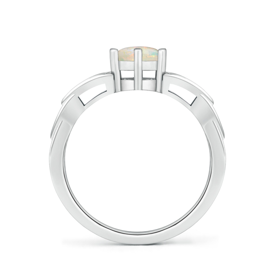6mm AAAA Solitaire Round Opal Celtic Knot Ring in White Gold - side_1