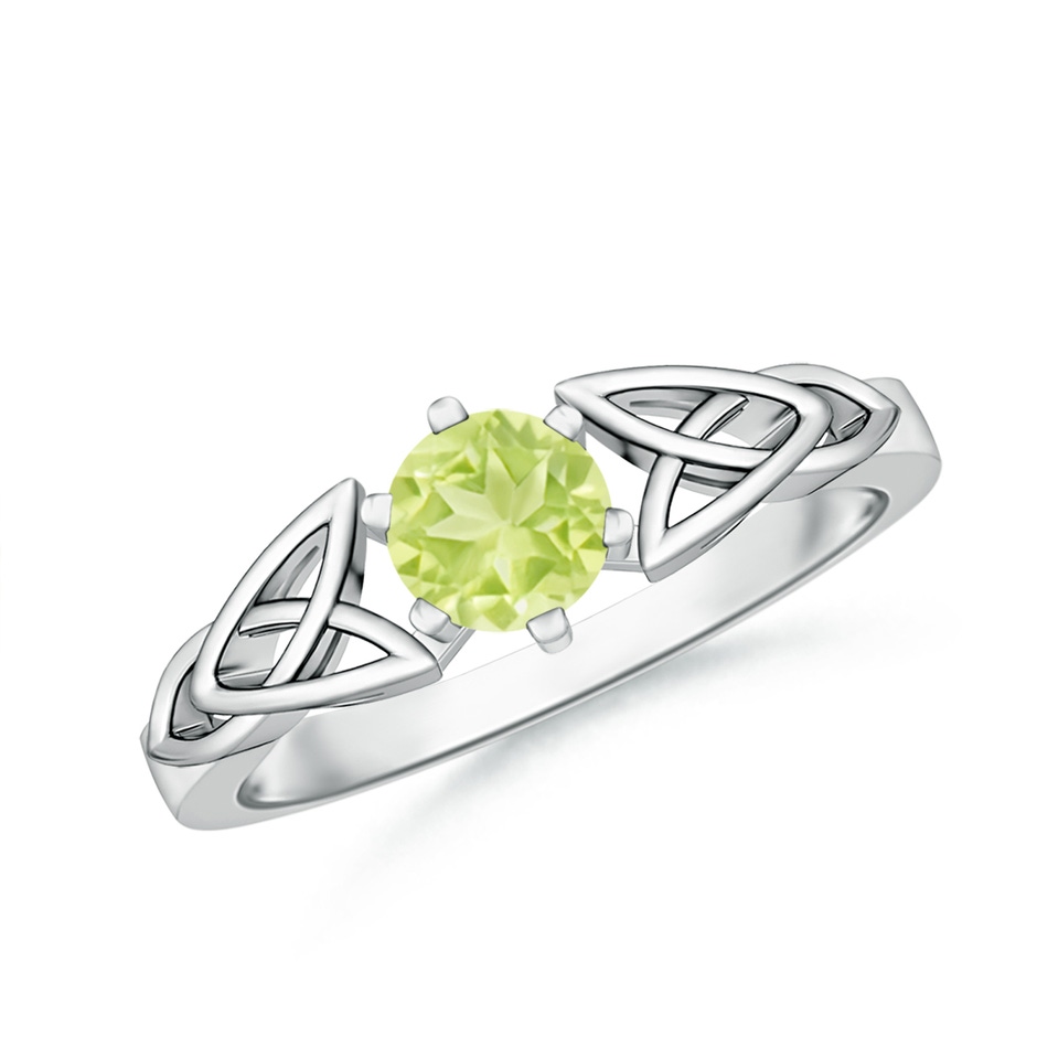 5mm A Solitaire Round Peridot Celtic Knot Ring in P950 Platinum 