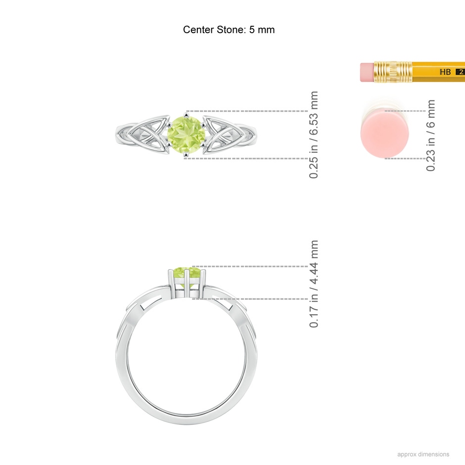 5mm A Solitaire Round Peridot Celtic Knot Ring in P950 Platinum ruler