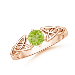 5mm AA Solitaire Round Peridot Celtic Knot Ring in 9K Rose Gold