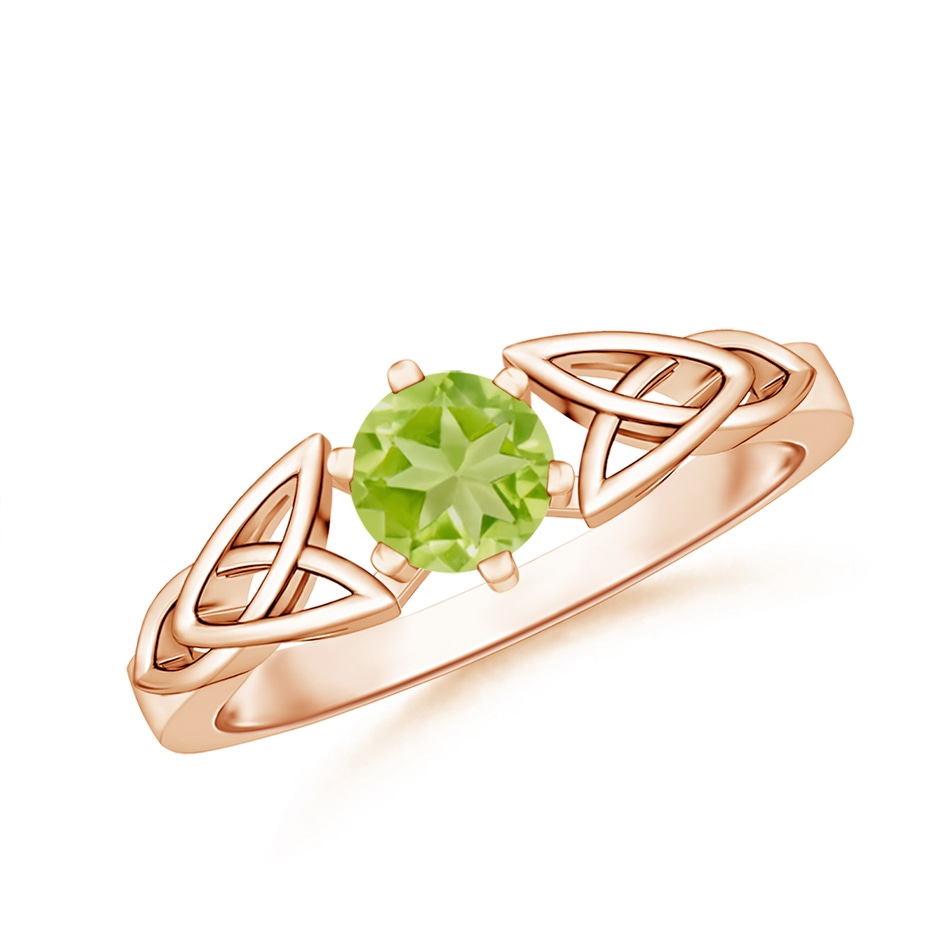 5mm AA Solitaire Round Peridot Celtic Knot Ring in Rose Gold 