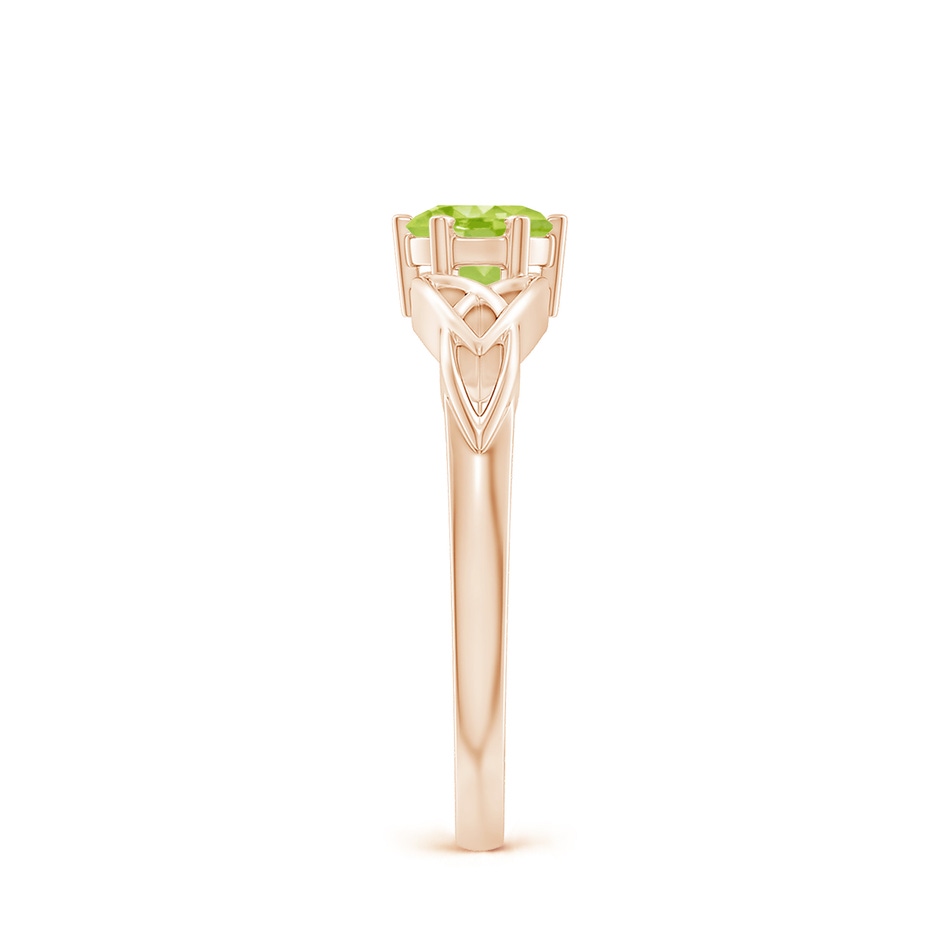 5mm AA Solitaire Round Peridot Celtic Knot Ring in Rose Gold side-2