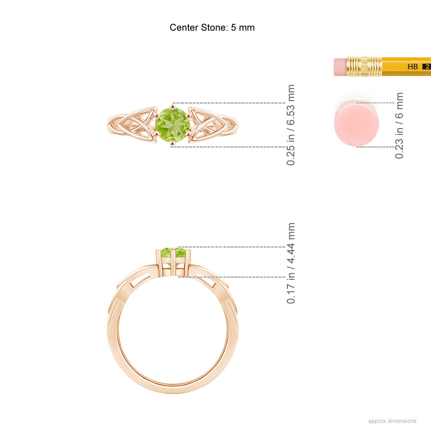 AA - Peridot / 0.55 CT / 14 KT Rose Gold