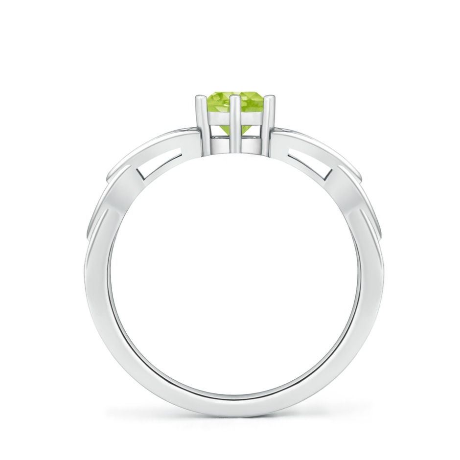 5mm AA Solitaire Round Peridot Celtic Knot Ring in White Gold side-1