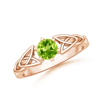 5mm AAA Solitaire Round Peridot Celtic Knot Ring in 9K Rose Gold