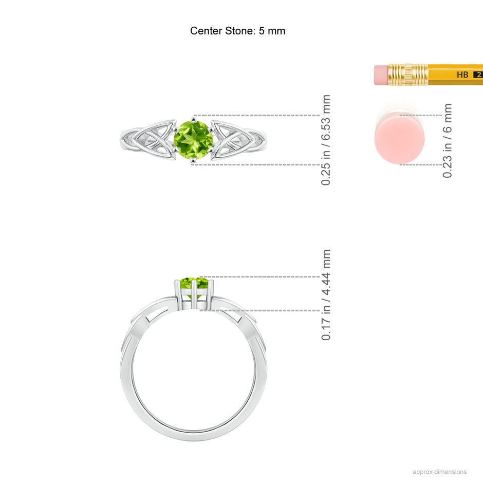 5mm AAA Solitaire Round Peridot Celtic Knot Ring in P950 Platinum ruler