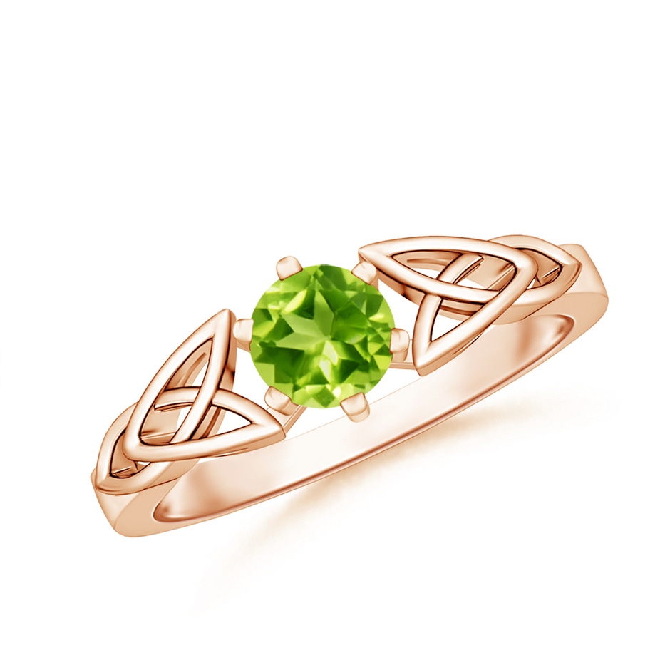 5mm AAA Solitaire Round Peridot Celtic Knot Ring in Rose Gold 