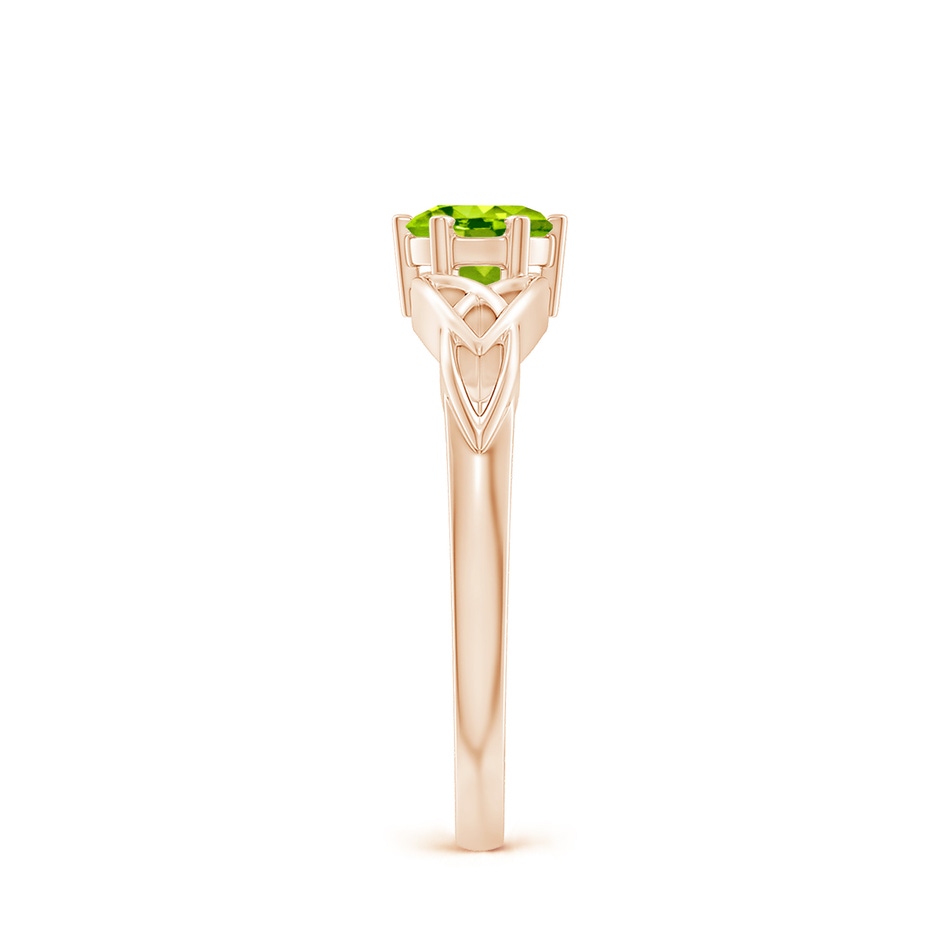 5mm AAA Solitaire Round Peridot Celtic Knot Ring in Rose Gold side-2