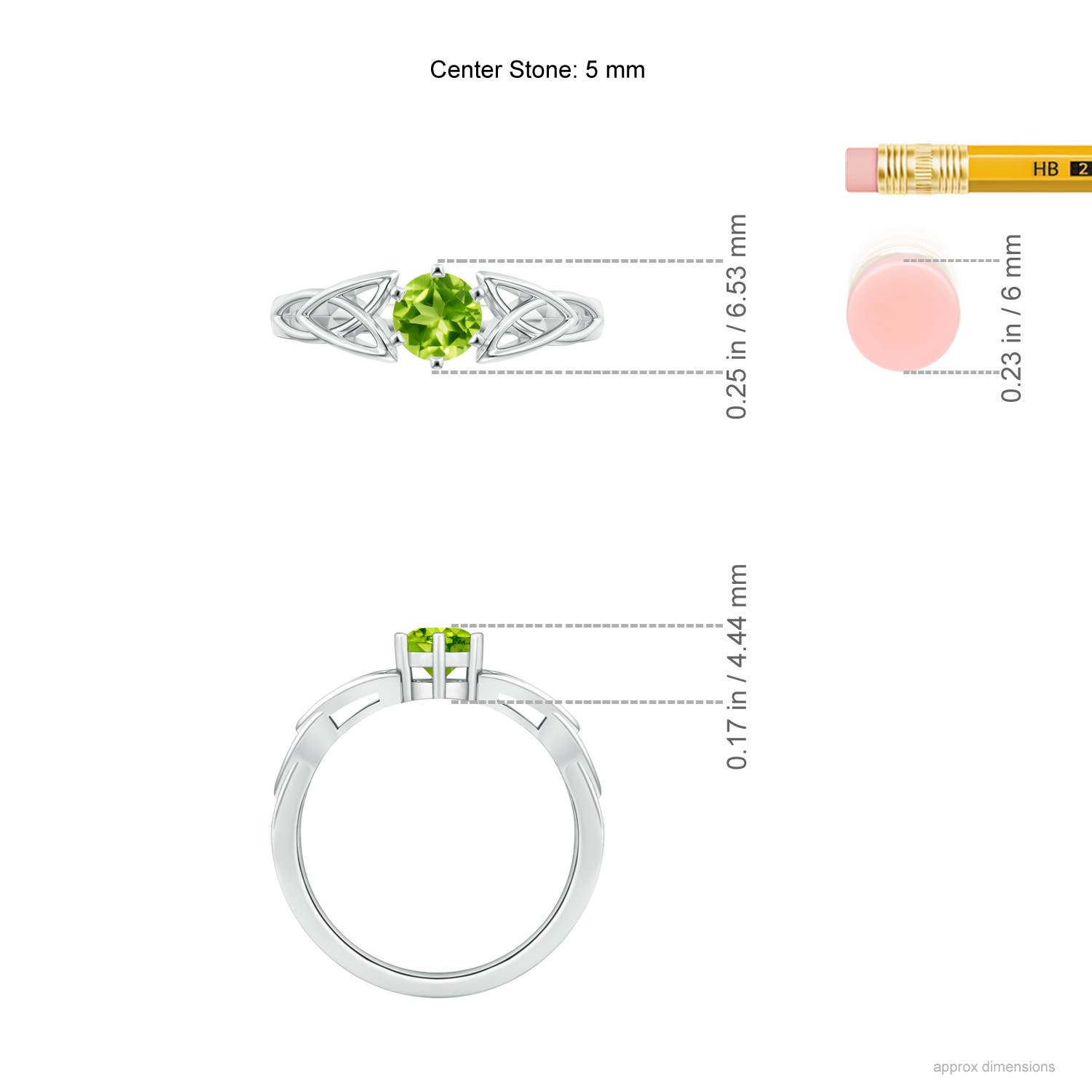 AAA - Peridot / 0.55 CT / 14 KT White Gold