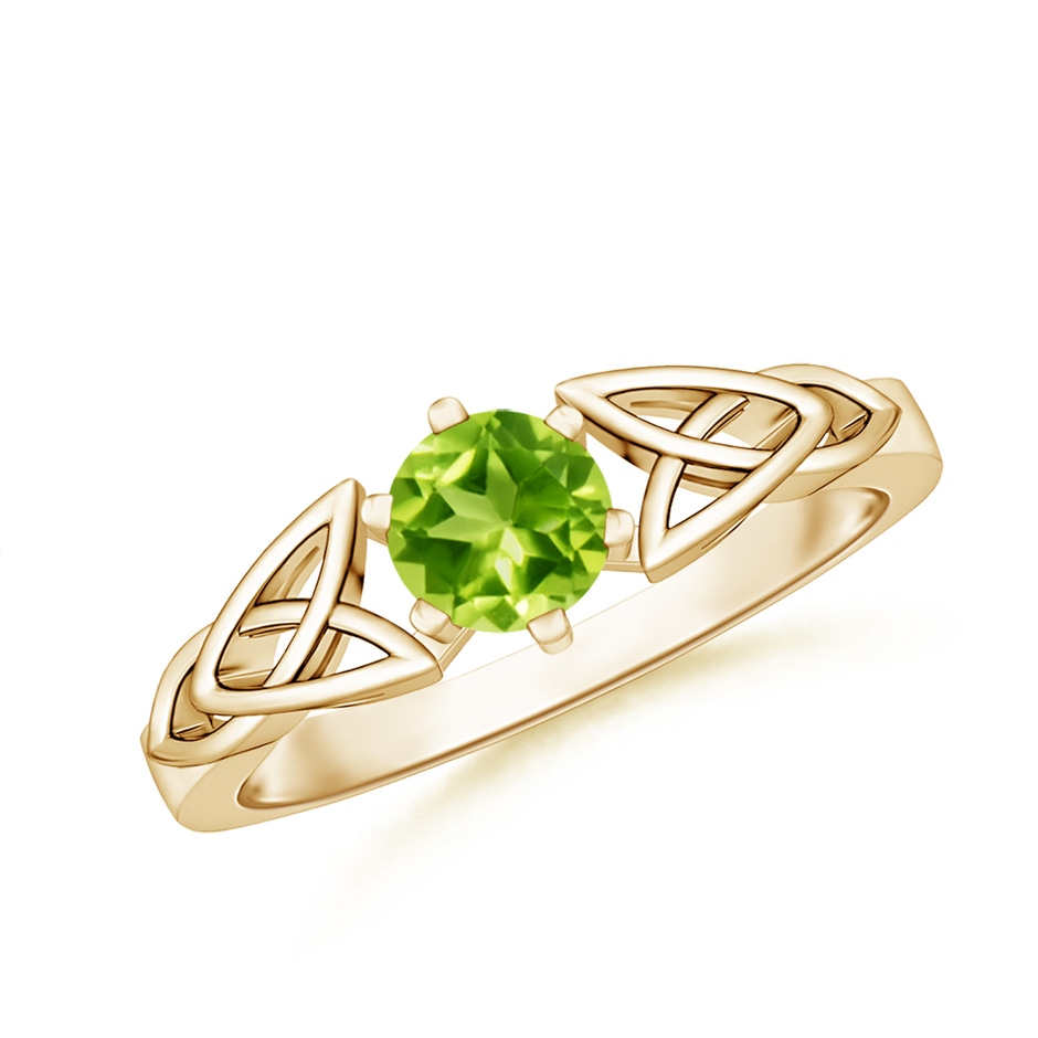 5mm AAA Solitaire Round Peridot Celtic Knot Ring in Yellow Gold 